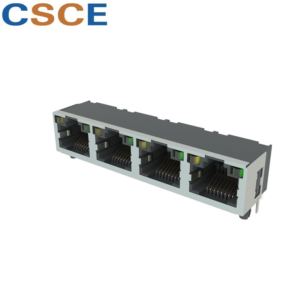 56S-H LED 1*4 8P8C Type‑D, Half‑Shielded