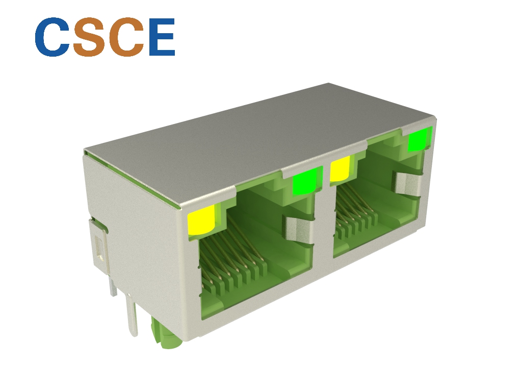 56S LED 1X2 8P8C Type‑D (Left Yellow, Ri