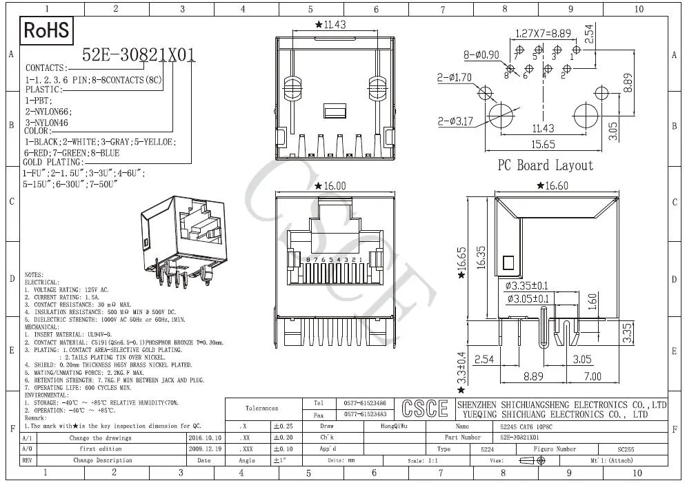 Top Entry CAT6 RJ45 Connector with Shield