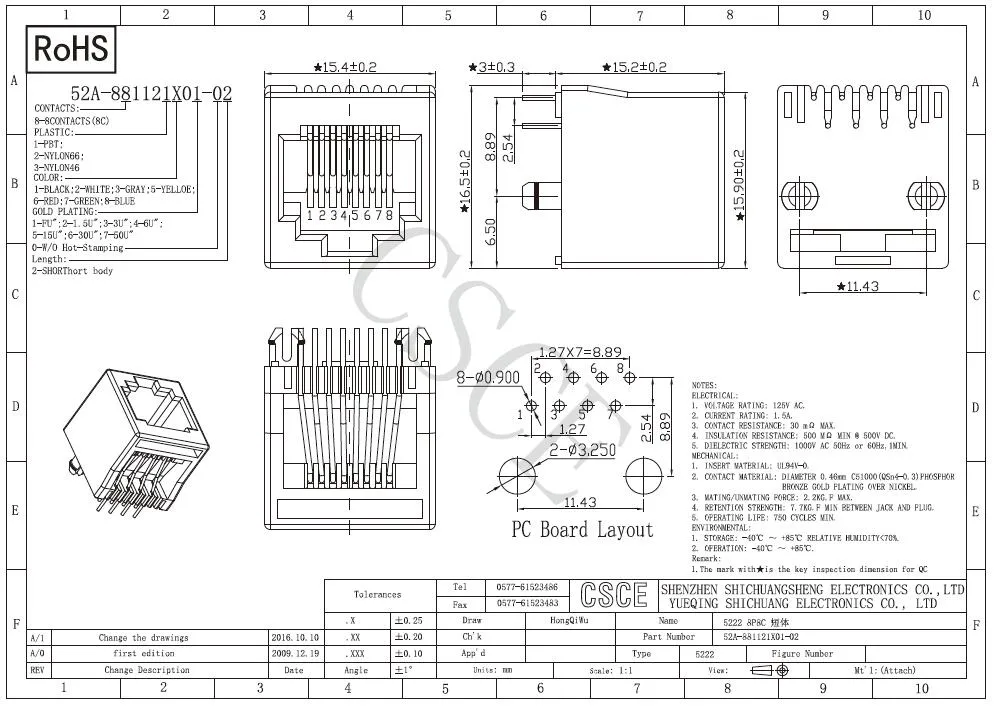 Top Entry 8p RJ45 PCB Connector Modular PCB Jack with Short Body(pic5) Top Entry 8p RJ45 PCB Connector Modular PCB Jack with Short Body