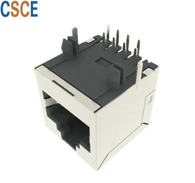 Top Entry 10p8c RJ45 PCB Connector with Shield, CAT6 180 Degree Single Port RJ45 Modular PCB Jack
