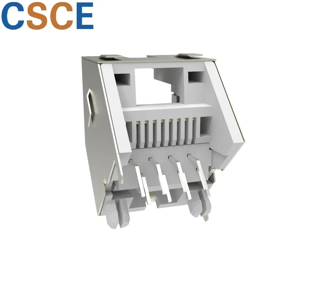 Shield Type 1 Port 8p RJ45 PCB Connector Socket with 45 Degree
