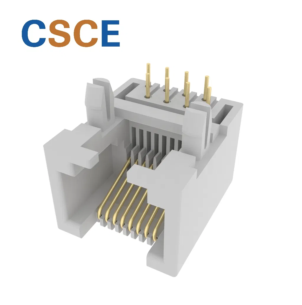 Unshield Side Entry Tab Down 8p RJ45 PCB Connector Socket(pic2) Unshield Side Entry Tab Down 8p RJ45 PCB Connector Socket