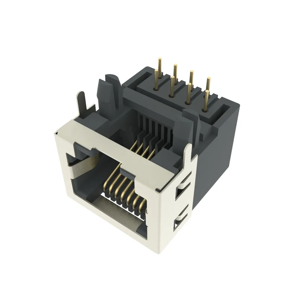 Side Entry Tab Down 8p RJ45 Modular PCB Jack with Half Shield(pic2) Side Entry Tab Down 8p RJ45 Modular PCB Jack with Half Shield