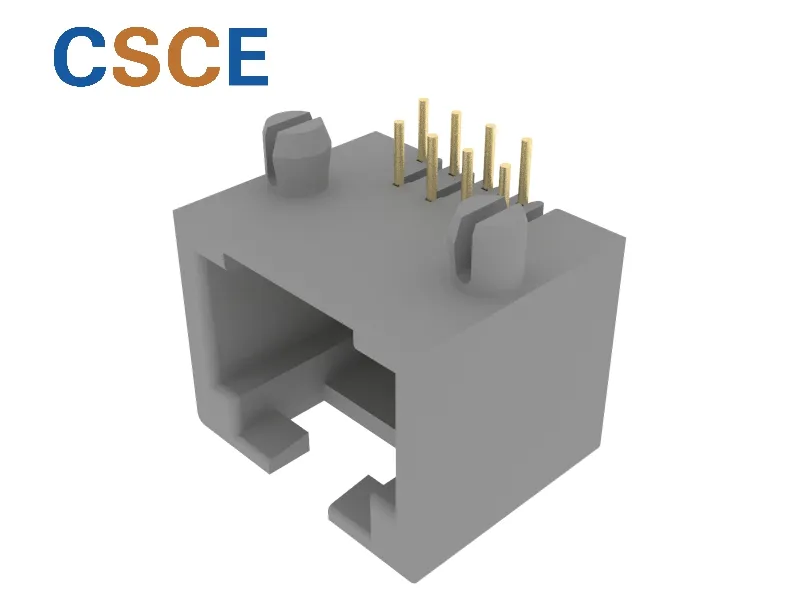 Unshield Tab up 8p RJ45 PCB Connector Socket with Low Profile, Side Entry 8p Modular PCB Jack Connector with Round Pin